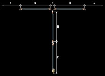 Antena dipolo caseira montada num quintal